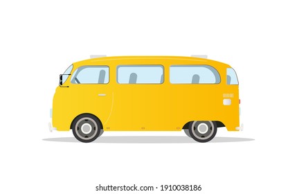 Yellow bus sign icon. Public transport symbol. Flat vector stock illustration.