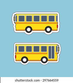 Yellow bus stickers from the sides, illustration
