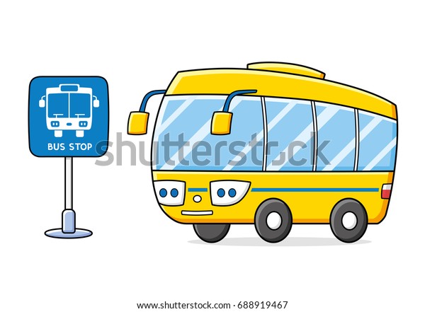 Yellow Bus Stop Sign Isolated Stock Vector (Royalty Free) 688919467 ...