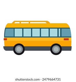 Yellow bus vector art, bus icon in flat design illustration style, cartoon public bus clip art 