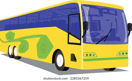 Yellow bus vector mock up for advertising, corporate identity. Isolated template of small bus on white background. Vehicle branding mockup. Easy to edit and recolor. View from side, front, back, top
