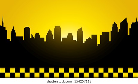 yellow business card with evening city image
