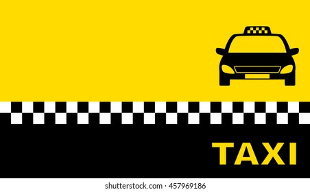 yellow business card with taxi car silhouette and place for text