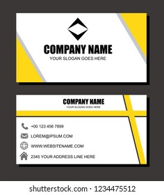 Yellow Business Card Vector Template Vector With White Background