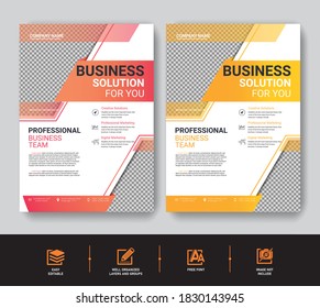 Juego de plantillas de viajero de negocios amarillo para la empresa de folletos de portada