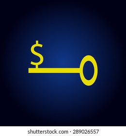 Yellow  Business Key Icon Vector  on a blue background