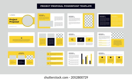 Yellow business proposal project presentation slide template design, annual report and company brochure, booklet, catalog design or pitch deck template