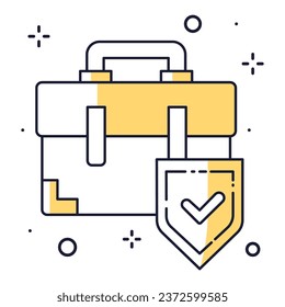 Yellow Business Protection Icon Minimalistic Thin Line Style for Enhanced Security, Safety, and Risk Mitigation. Ideal for Corporate, Insurance Companies, Financial Institutions, and Cybersecurity