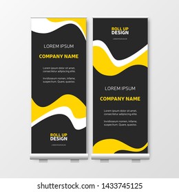 Yellow Business Roll Up. Presentation template, vector brochure, flyer, vertical banner design, cover geometric background, modern publication layout
