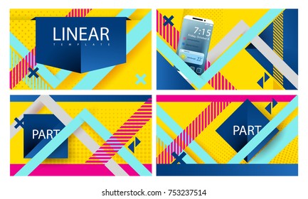 Yellow business template with blue stripes for slide infographic. Template for presentation. Use for business annual report, advertising, corporate marketing, leaflet. Hipster modern style.