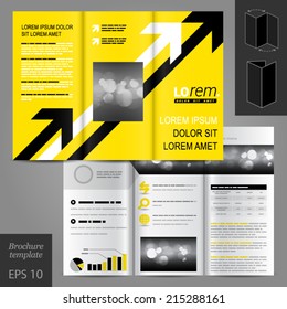 Yellow business vector brochure template design with arrows