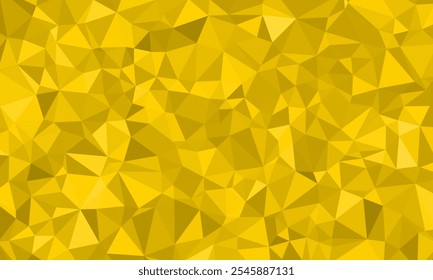 Fondo de mosaico de mantequilla amarilla con polígonos. Textura geométrica irregular del modelo del triángulo de la ilusión para la idea, obra de arte, cabecera, anuncio, exhibición, telón de fondo, marca, comercial
