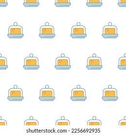 The yellow butter in the oiler is a seamless vector pattern. Dairy butter backdrop