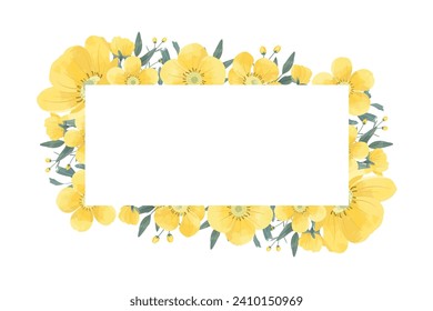 Yellow Buttercup Flower Frame Background