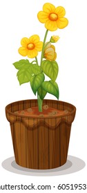 Flores de mariposa amarilla en ilustración flowerpot