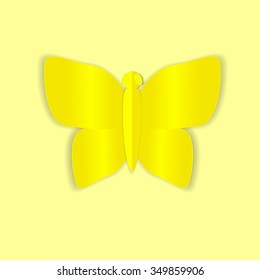  A yellow butterfly with the effect of paper
