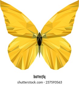 yellow butterfly of the faces and triangles
