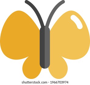 Borboleta amarela, ilustração ícone, vetor sobre fundo branco