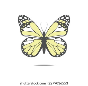 Yellow butterfly illustration, vector design