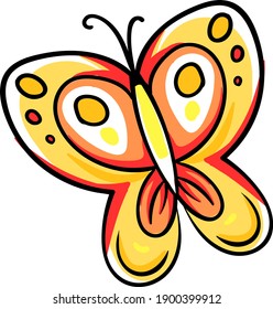 Yellow butterfly, illustration, vector on a white background.