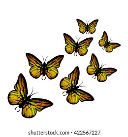 Yellow Butterfly Isolated On White Background Stock Vector (Royalty ...
