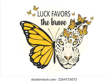 yellow butterfly leopard vector hand drawn