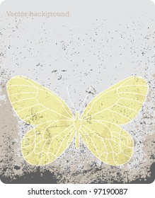 Yellow butterfly on parchment background