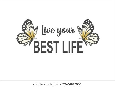 yellow butterfly positive quote hand drawn design