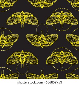 Yellow butterfly seamless vector texture