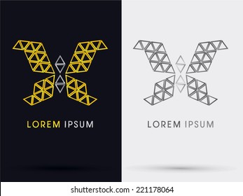 Yellow Butterfly  triangle abstract logo, symbol, icon,graphic,vector.