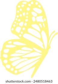 Yellow Butterfly with White Spots on White Background. Gleaming Butterfly Wings. Delightful Wildlife Pollinate Outdoor Breeze.