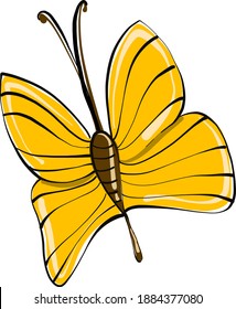 Yellow butterfly,illustration,vector on white background