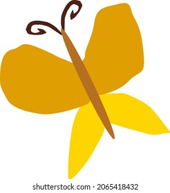 yellow butterfly,insect,simple vector drawing,isolate on a white background,