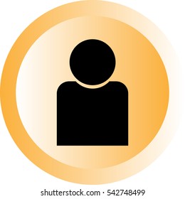 Yellow button with gradient.Man icon. Vector eps 10.