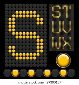 yellow button letters isolated on black board