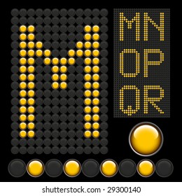 yellow button letters isolated on black board