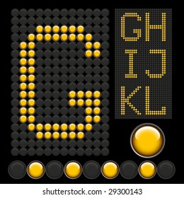 yellow button letters isolated on black board
