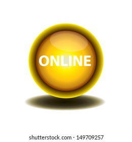 yellow button  on-line design. vector illustration.