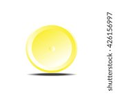 Yellow button vector isolated,white background