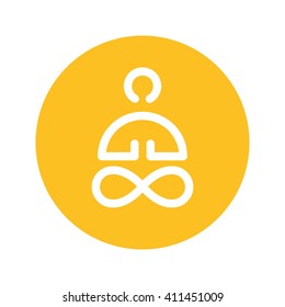 Yellow Button Yoga Symbol Icon Circle For Website Banner Logo