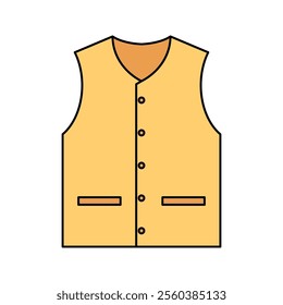 Yellow Buttoned Vest, A bright yellow vest with buttons and a clean design.