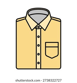A yellow button-up shirt with a pocket