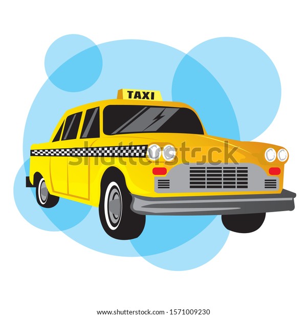 Yellow Cab with blue bubble, good for taxi club, tshirt\
design 