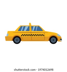 Yellow Cab. Icon, flat vector illustration. London yellow cab with checkers