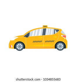 Yellow cab icon isolated on white background. Taxi service concept. Flat vector illustration.