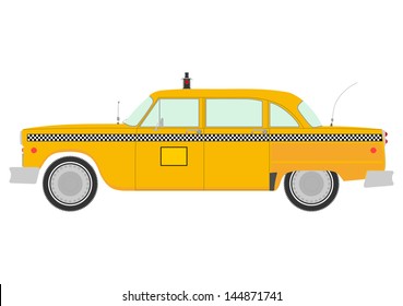 Yellow cab retro silhouette on a white background.