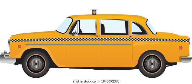 Yellow Cab Taxi vector illustration, EPS 10