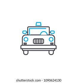 Yellow cab vector thin line stroke icon. Yellow cab outline illustration, linear sign, symbol concept.