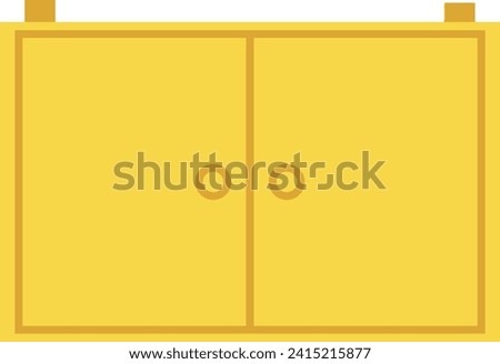 Yellow cabinet cartoon style. Simple furniture illustration, interior element. Child room wooden cabinet design vector illustration.