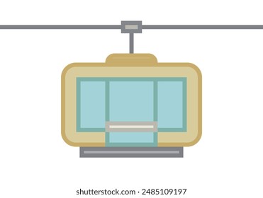 Teleférico amarillo sobre fondo blanco